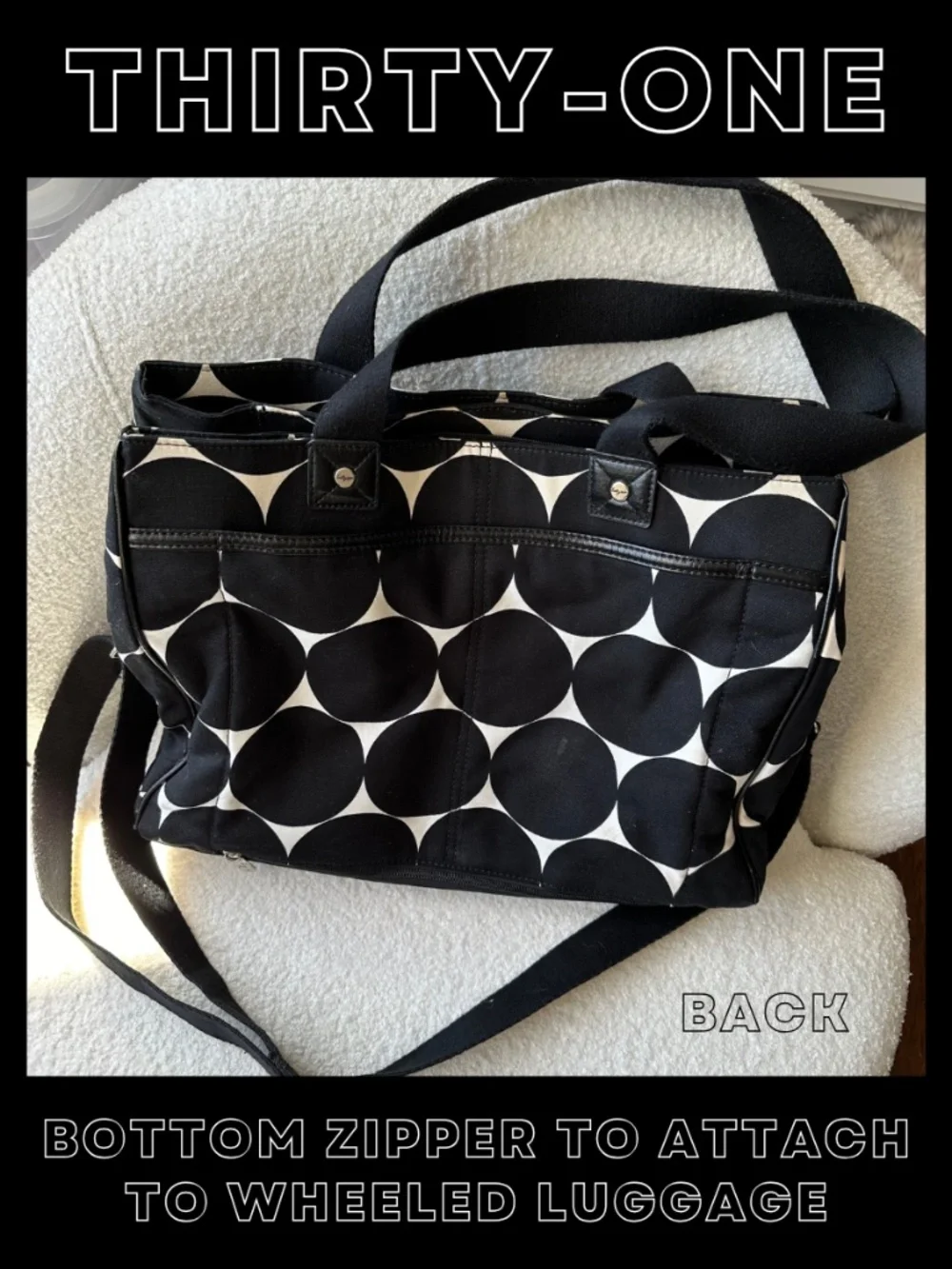 Thirty One black and white dot laptop bag suite success tote